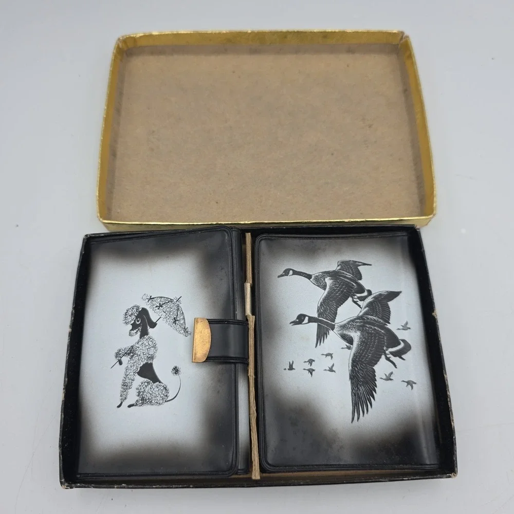 Vintage Geese Flying Vinyl Check Book Holder Travel Wallet Organizer Lot Of 2